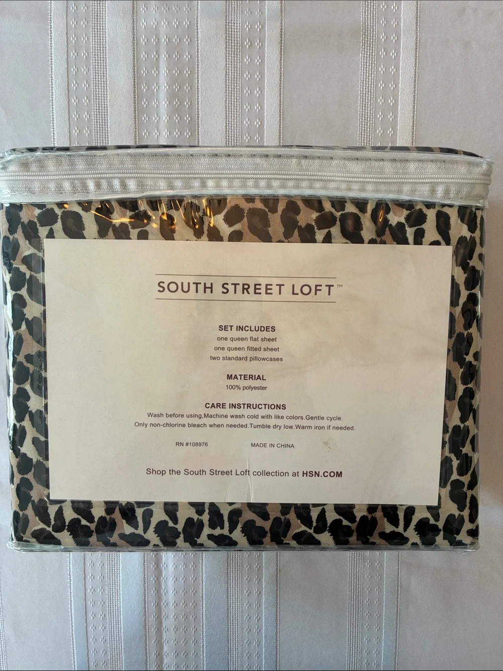 Leopard Print Sheet Set - Cream and Black